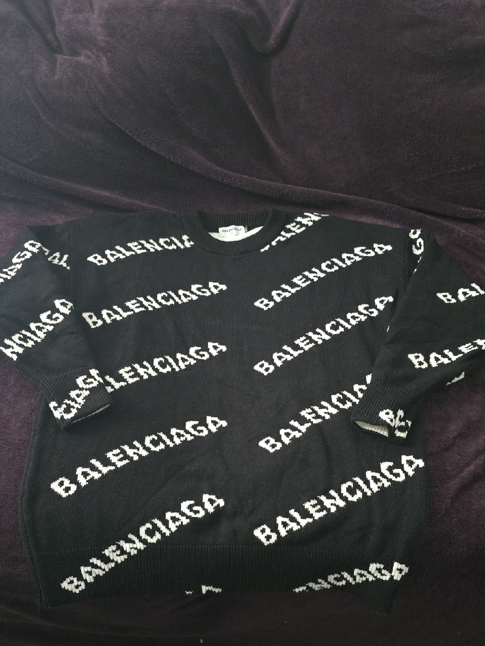 Black and White Logo Knit Crewneck